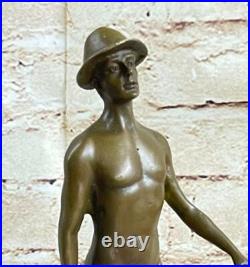 Bronze Sculpture Hand Made Statue Gay Interest Art Signed Original Nude Figurine