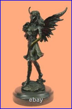 Bronze Sculpture, Hand Made Statue Original Art Deco Cherub Fairy Butterfly Ange