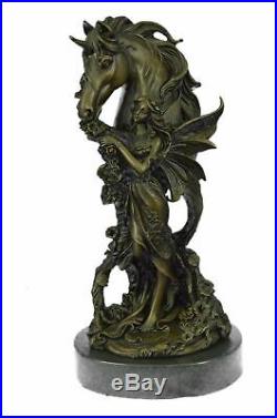 Bronze Sculpture, Hand Made Statue Original Art Deco Cherub Fairy Butterfly Angel