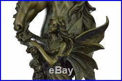Bronze Sculpture, Hand Made Statue Original Art Deco Cherub Fairy Butterfly Angel