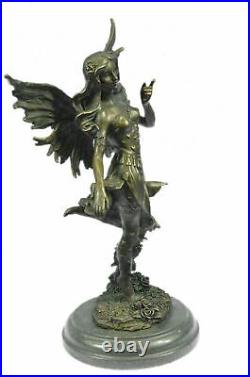 Bronze Sculpture, Hand Made Statue Original Decor Cherub Fairy Butterfly Angel