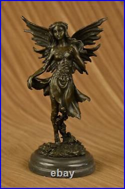Bronze Sculpture, Hand Made Statue Original Decor Cherub Fairy Butterfly Angel NR