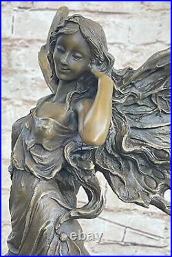 Bronze Sculpture, Hand Made Statue Original Decor Cherub Fairy Butterfly Decor