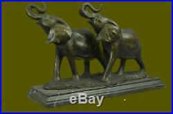 Bronze Sculpture, Hand Made Statue Signed Bugatti Laughing Elephant Symbol Luck
