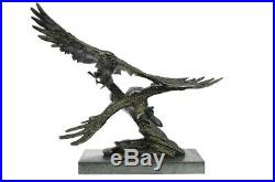Bronze Sculpture, Hand Made Statue Very Large Original Two Flying Eagle Decor