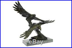Bronze Sculpture, Hand Made Statue Very Large Original Two Flying Eagle Decor