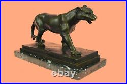 Bronze Sculpture Jaguar Cougar Mountain Lion Hand Made Wildlife Animal Statue