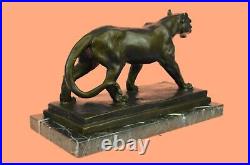 Bronze Sculpture Jaguar Cougar Mountain Lion Hand Made Wildlife Animal Statue