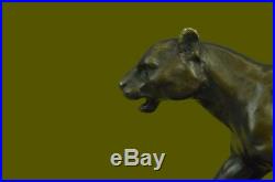 Bronze Sculpture Jaguar Cougar Mountain Lion Hand Made Wildlife Animal Statue NR