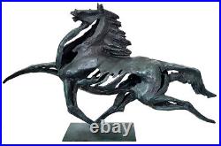 Bronze Sculpture, Large Horse on Bronze Base to Lebao, Signature Artist