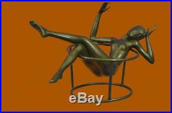 Bronze Sculpture Naked Stripper Nude Hot Girl Statue Figurine Hand Made Art Deco