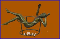 Bronze Sculpture Naked Stripper Nude Hot Girl Statue Figurine Hand Made Art Deco