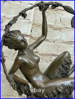 Bronze Sculpture Satyr Nude Nymph Hand Made statue, signedAurore Onu Figurine