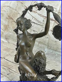 Bronze Sculpture Satyr Nude Nymph Hand Made statue, signedAurore Onu Figurine
