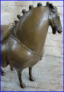 Bronze Sculpture Signed Tang Horse Hand Made by Lost Wax Method Statue Decor