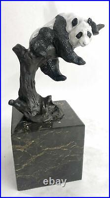 Bronze Sculpture Statue Art Deco Hot Cast Handcrafted European Made Panda Decor