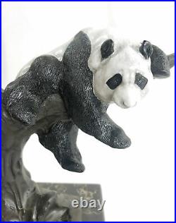 Bronze Sculpture Statue Art Deco Hot Cast Handcrafted European Made Panda Decor