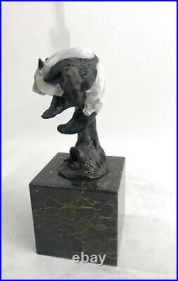 Bronze Sculpture Statue Art Deco Hot Cast Handcrafted European Made Panda Figure