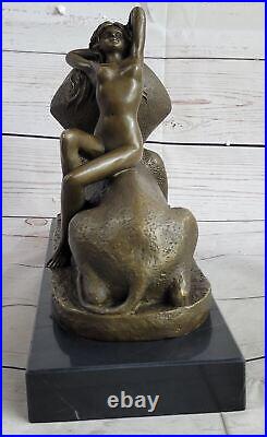 Bronze Sculpture Statue French Art Nouveau Hand Made Nude Nymph Resting Sale
