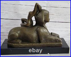 Bronze Sculpture Statue French Art Nouveau Hand Made Nude Nymph Resting Sale