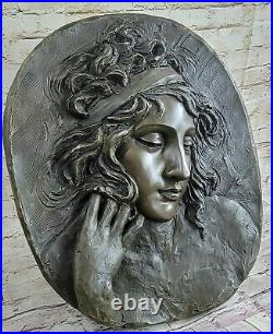 Bronze Sculpture Statue Hand Made Detailed Very Large Woman Bas Relief Art Deco