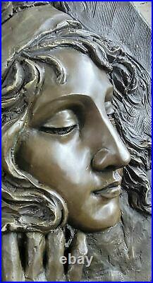 Bronze Sculpture Statue Hand Made Detailed Very Large Woman Bas Relief Art Deco