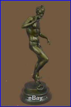 Bronze Sculpture Statue Hand Made Man Vs Dancing Snake Figurine Gift Decor Sale