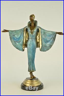 Bronze Sculpture Statue Hand Made Multi Color J. Erte Actress Model Home Decor