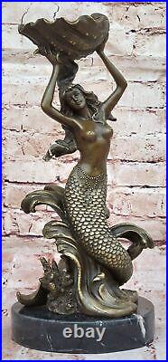 Bronze Sculpture Statue Hand Made Signed Leger Mermaid Candleholder Museum Sale Bronze Sculpture Statue Hand Made Signed Leger Mermaid Candleholder Museum Sale