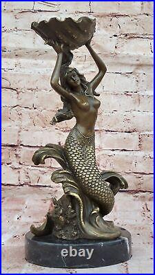 Bronze Sculpture Statue Hand Made Signed Leger Mermaid Candleholder Museum Sale Bronze Sculpture Statue Hand Made Signed Leger Mermaid Candleholder Museum Sale