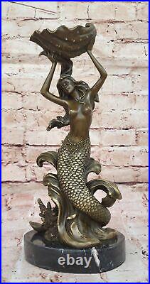 Bronze Sculpture Statue Hand Made Signed Leger Mermaid Candleholder Museum Sale Bronze Sculpture Statue Hand Made Signed Leger Mermaid Candleholder Museum Sale