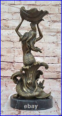 Bronze Sculpture Statue Hand Made Signed Leger Mermaid Candleholder Museum Sale Bronze Sculpture Statue Hand Made Signed Leger Mermaid Candleholder Museum Sale
