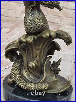 Bronze Sculpture Statue Hand Made Signed Leger Mermaid Candleholder Museum Sale Bronze Sculpture Statue Hand Made Signed Leger Mermaid Candleholder Museum Sale