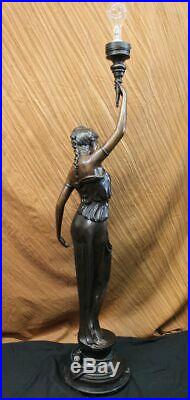 Bronze Sculpture Statue Sexy Goddess Torchiere Floor Lamp Hand Made Museum Art