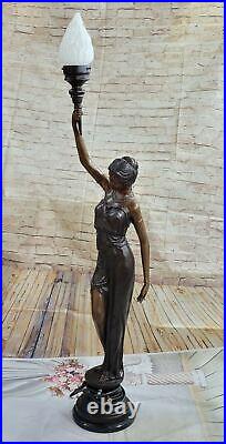 Bronze Sculpture Statue Sexy Goddess Torchiere Floor Lamp Hand Made Museum Artwo