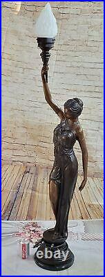 Bronze Sculpture Statue Sexy Goddess Torchiere Floor Lamp Hand Made Museum Artwo