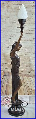 Bronze Sculpture Statue Sexy Goddess Torchiere Floor Lamp Hand Made Museum Artwo