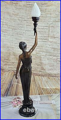 Bronze Sculpture Statue Sexy Goddess Torchiere Floor Lamp Hand Made Museum Artwo