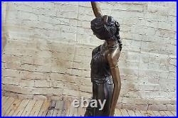 Bronze Sculpture Statue Sexy Goddess Torchiere Floor Lamp Hand Made Museum Artwo