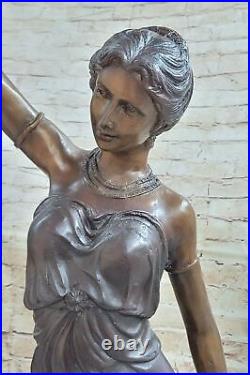 Bronze Sculpture Statue Sexy Goddess Torchiere Floor Lamp Hand Made Museum Artwo