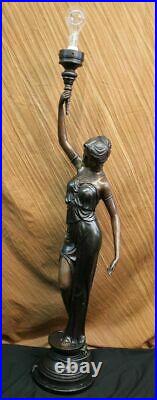 Bronze Sculpture Statue Sexy Goddess Torchiere Floor Lamp Hand Made Museum Artwo