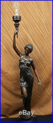 Bronze Sculpture Statue Sexy Goddess Torchiere Floor Lamp Hand Made Museum Deal