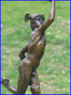 Bronze Sculpture Statue Stunning Mercury Hermes Signed Hand Made Decor Figurine