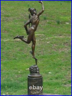 Bronze Sculpture Statue Stunning Mercury Hermes Signed Hand Made Decor Figurine