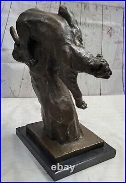 Bronze Sculpture Wildlife Cougar Jaguar Hand Made Bronze Sculpture Statue Decor
