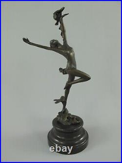 Bronze Sculpture Woman with Birds Dancer Girls Birds Marble Statue JMA258