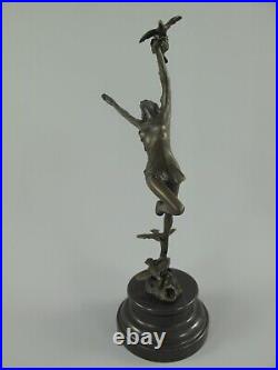 Bronze Sculpture Woman with Birds Dancer Girls Birds Marble Statue JMA258