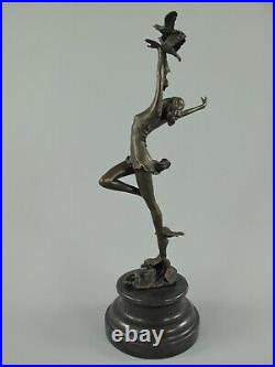 Bronze Sculpture Woman with Birds Dancer Girls Birds Marble Statue JMA258