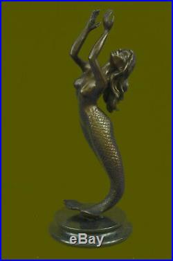 Bronze Sculpture of Mermaid Sea Ocean Nautical Hand Made Masterpiece Statue Art