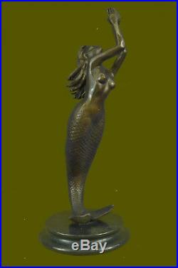 Bronze Sculpture of Mermaid Sea Ocean Nautical Hand Made Masterpiece Statue Deco